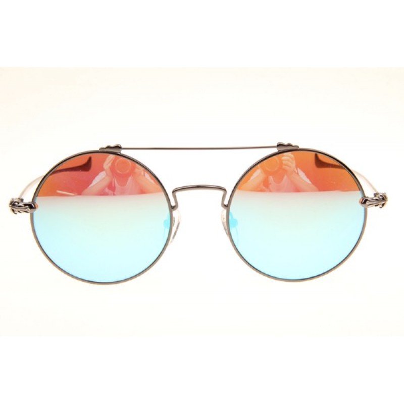 Chrome Hearts Prawn Queen Sunglasses In Gunmetal Blue Flash