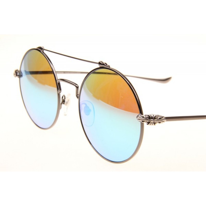 Chrome Hearts Prawn Queen Sunglasses In Gunmetal Blue Flash
