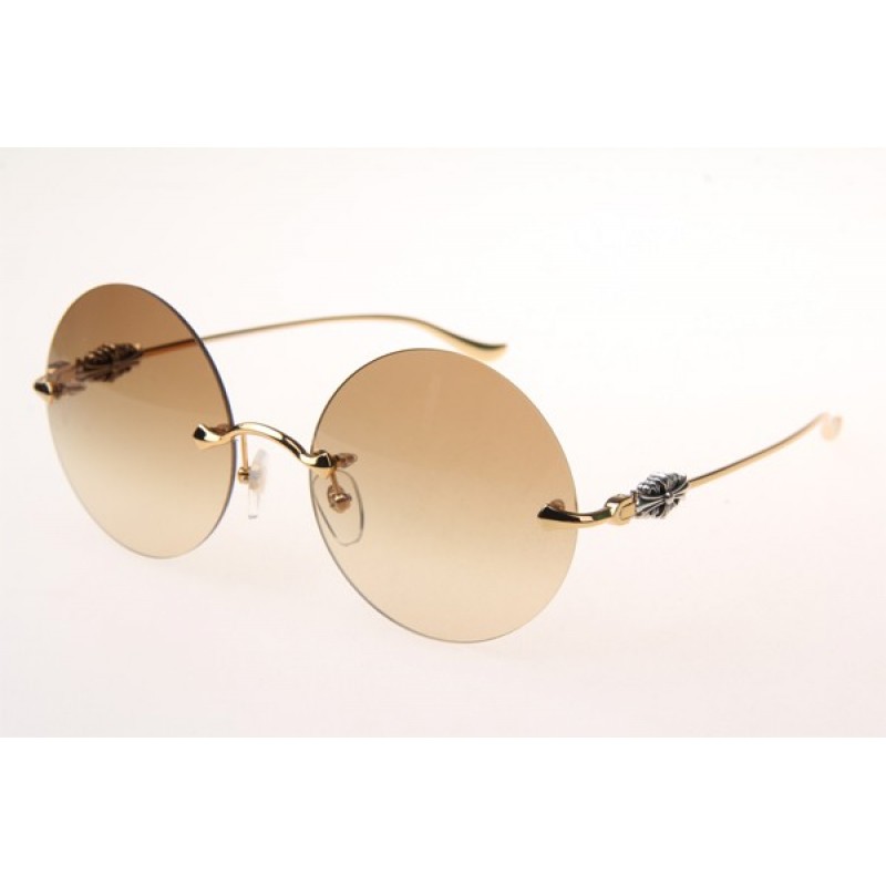 Chrome Hearts Ovaryeasy II Sunglasses In Gold With...