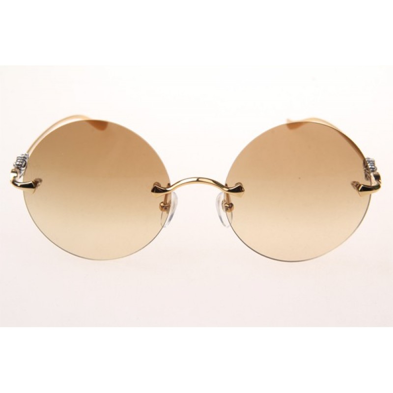 Chrome Hearts Ovaryeasy II Sunglasses In Gold With Brown Gradient Lens