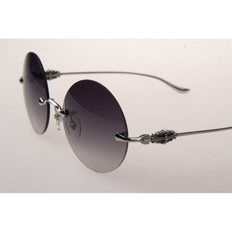 Chrome Hearts Ovaryeasy II Sunglasses In Silver With Grey Gradient Lens