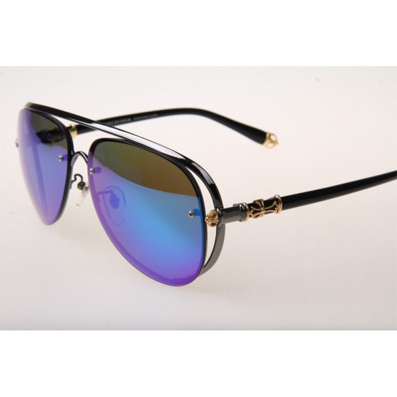 Chrome Hearts Ms-Teraker Sunglasses In Black With Blue Lens