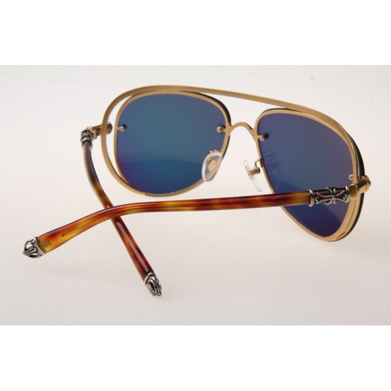 Chrome Hearts Ms-Teraker Sunglasses In Gold Tortoise With Yellow Lens