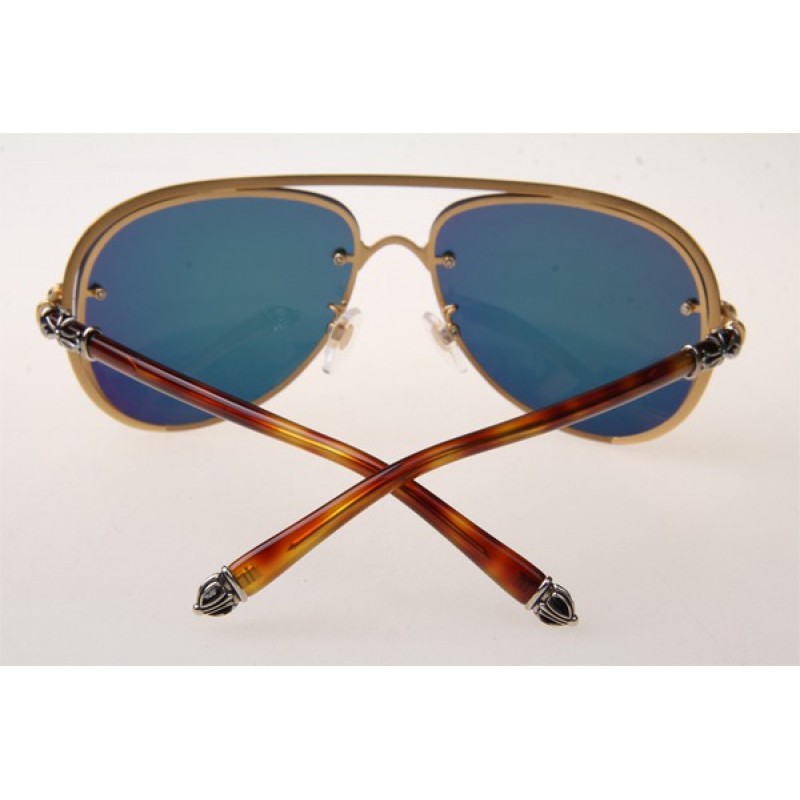 Chrome Hearts Ms-Teraker Sunglasses In Gold Tortoise With Yellow Lens