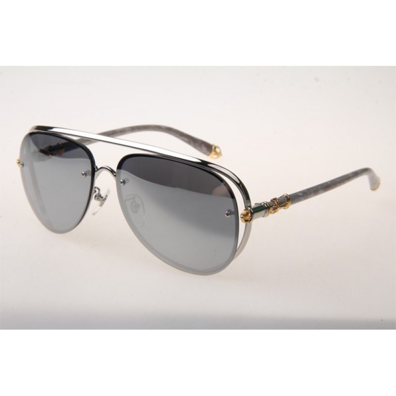 Chrome Hearts Ms-Teraker Sunglasses In Silver With Mirror Lens