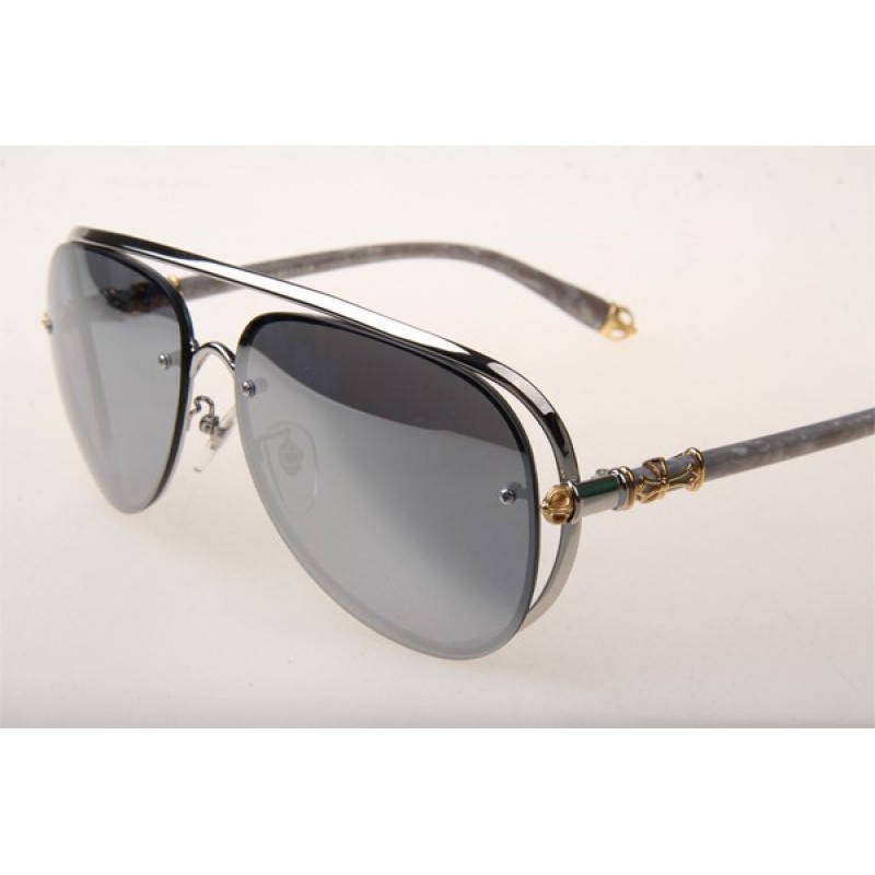 Chrome Hearts Ms-Teraker Sunglasses In Silver With Mirror Lens