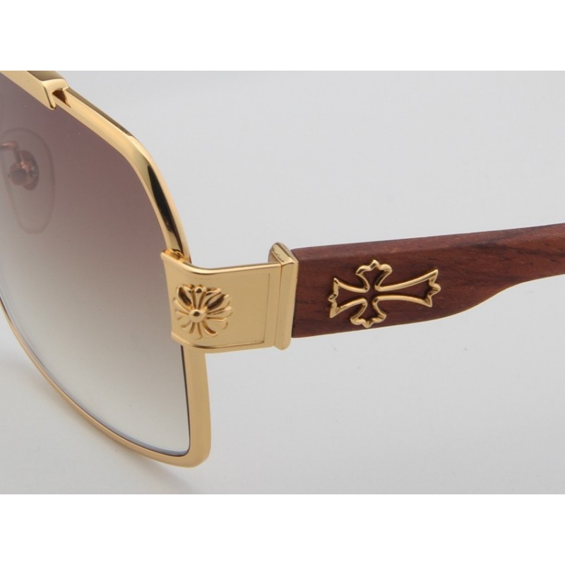 Chrome Hearts HUMMER-I Wood Sunglasses In Gold