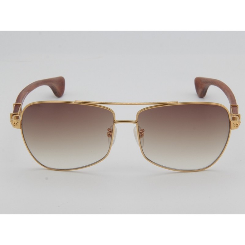 Chrome Hearts TANK SLAPPE Wood Sunglasses In Gold