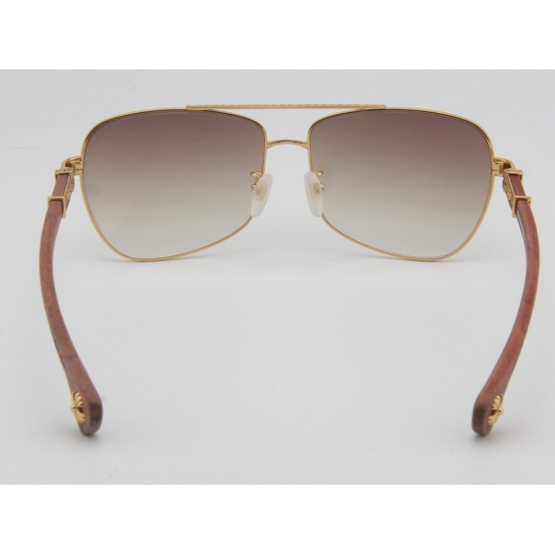 Chrome Hearts TANK SLAPPE Wood Sunglasses In Gold