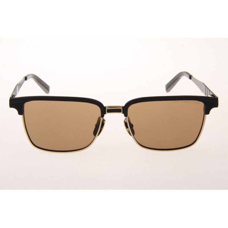 Dita Aristocrat Sunglasses In Gold Black With Brown Lens