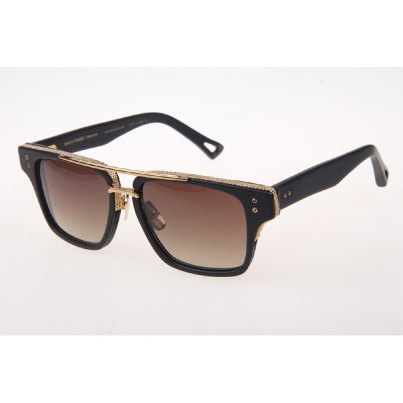 Dita Mach Three Sunglasses In Matte Black Gold Brown