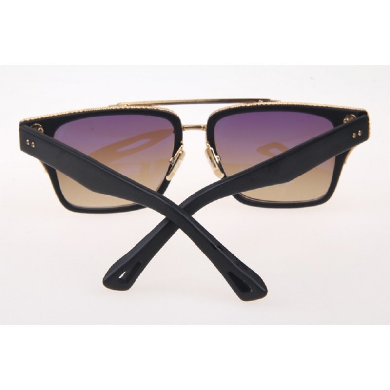 Dita Mach Three Sunglasses In Matte Black Gold Brown