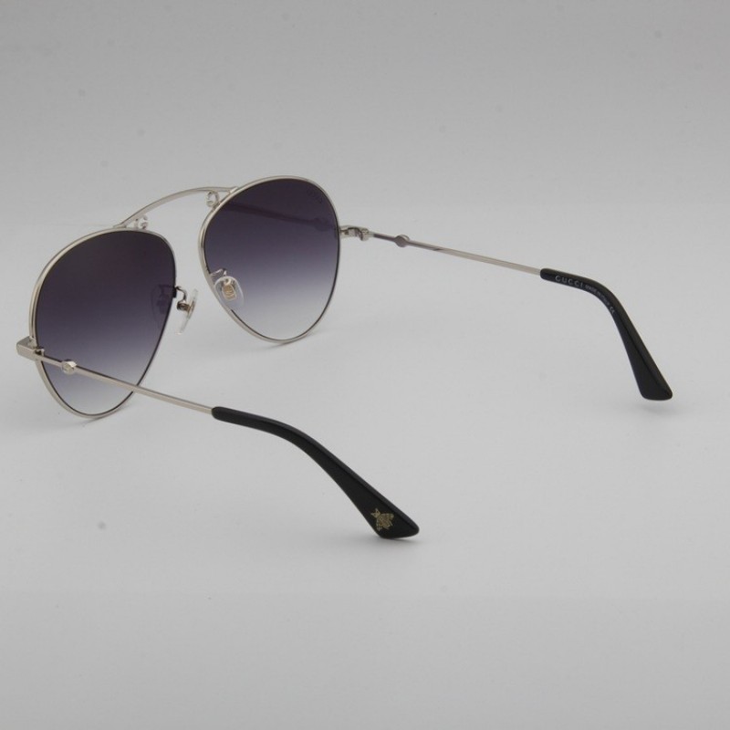 Gucci GG0223S Sunglasses In Coffee Pink Gradient Grey