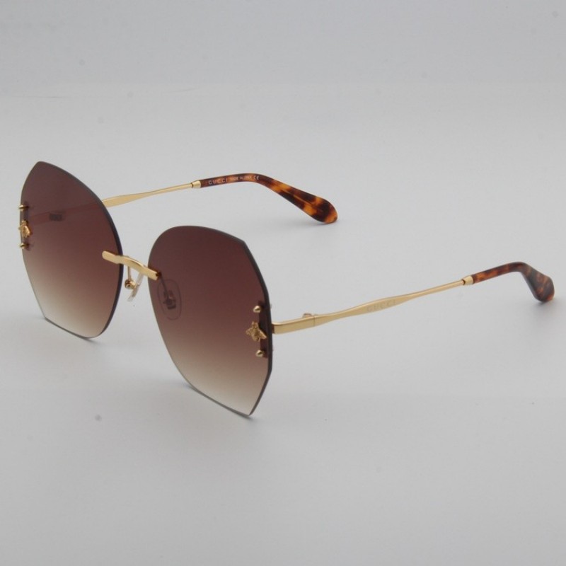 Gucci GG0242 Sunglasses In Gradient Coffee Tortois...