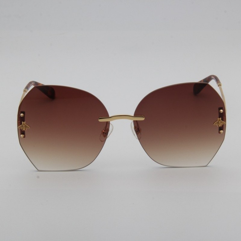 Gucci GG0242 Sunglasses In Gradient Coffee Tortoise