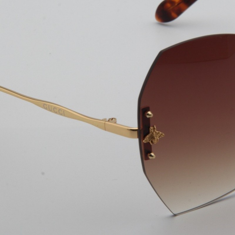 Gucci GG0242 Sunglasses In Gradient Coffee Tortoise