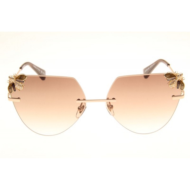 Gucci GG0160 Sunglasses In Gold Brown Gradient Brown