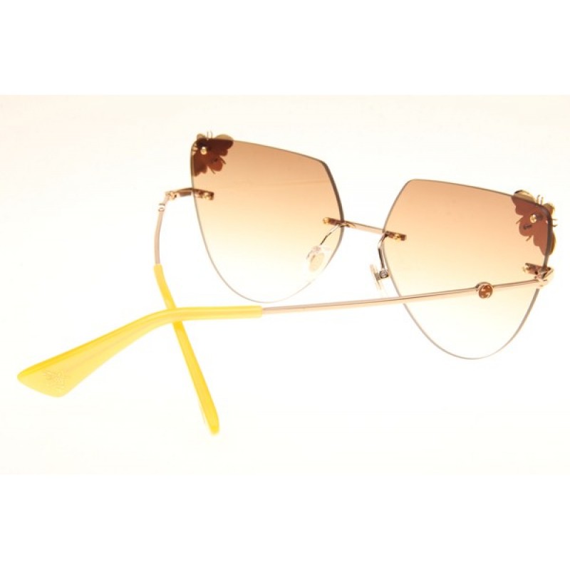 Gucci GG0160 Sunglasses In Gold Yellow Gradient Brown