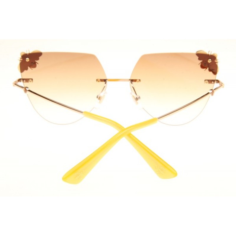 Gucci GG0160 Sunglasses In Gold Yellow Gradient Brown