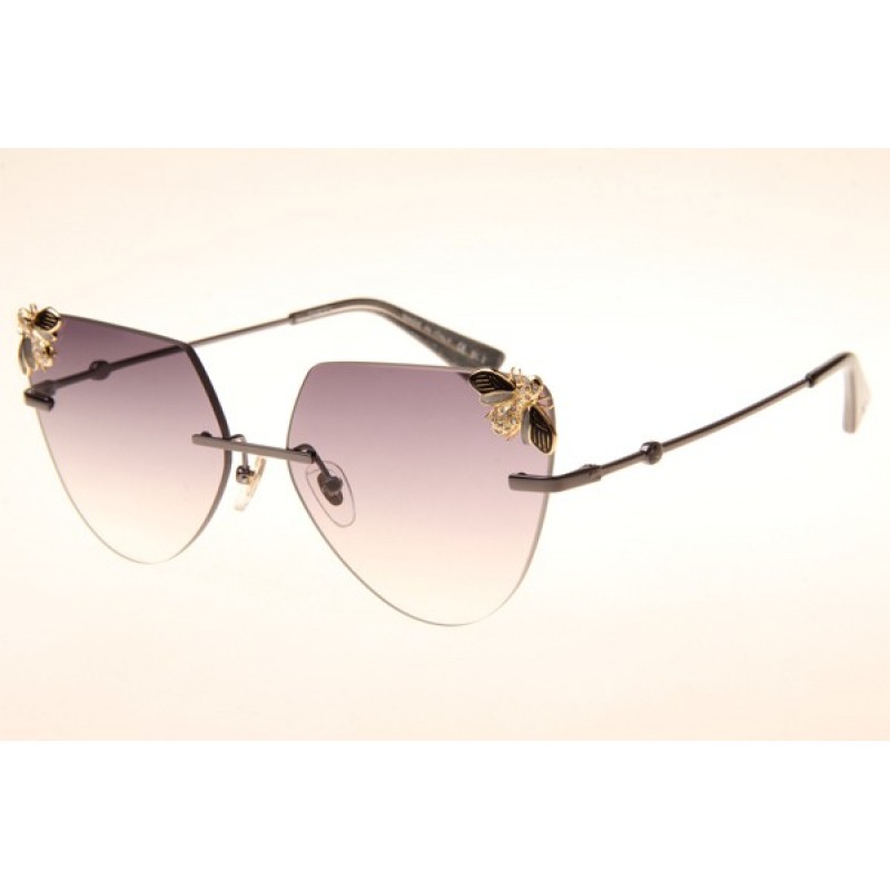 Gucci GG0160 Sunglasses In Gunmetal Gradient Grey