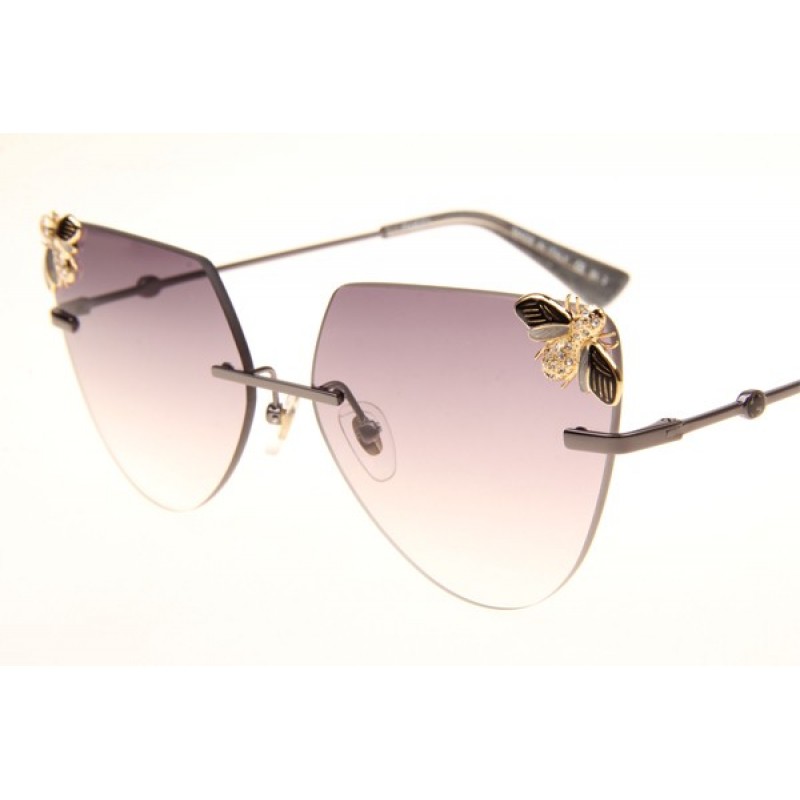 Gucci GG0160 Sunglasses In Gunmetal Gradient Grey