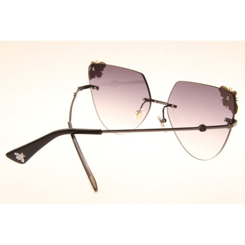 Gucci GG0160 Sunglasses In Gunmetal Gradient Grey