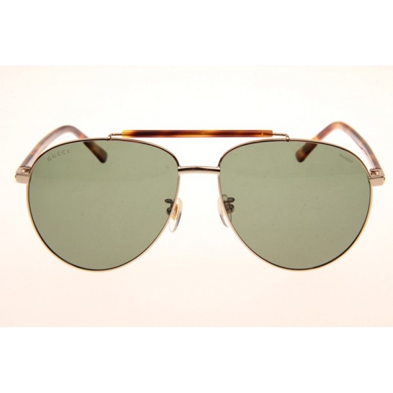 Gucci GG0014S Sunglasses In Gold Green