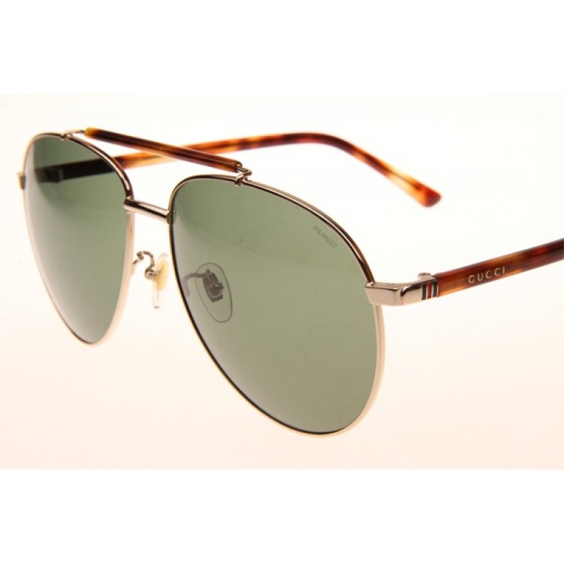 Gucci GG0014S Sunglasses In Gold Green