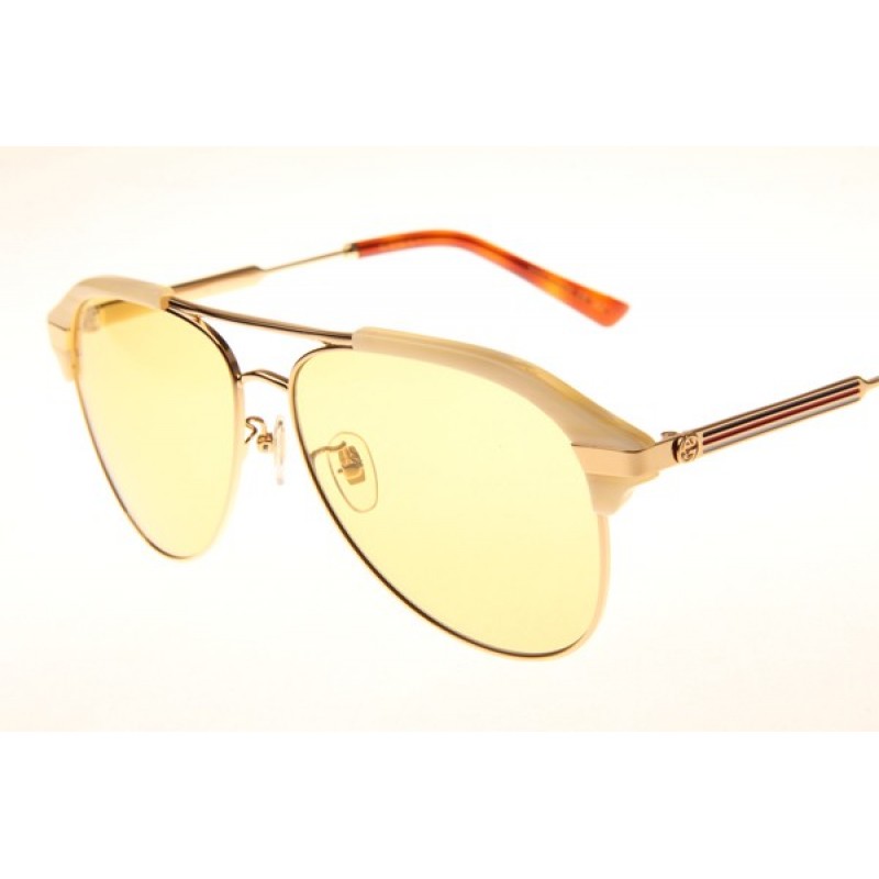 Gucci GG0288SA Sunglasses In White Yellow