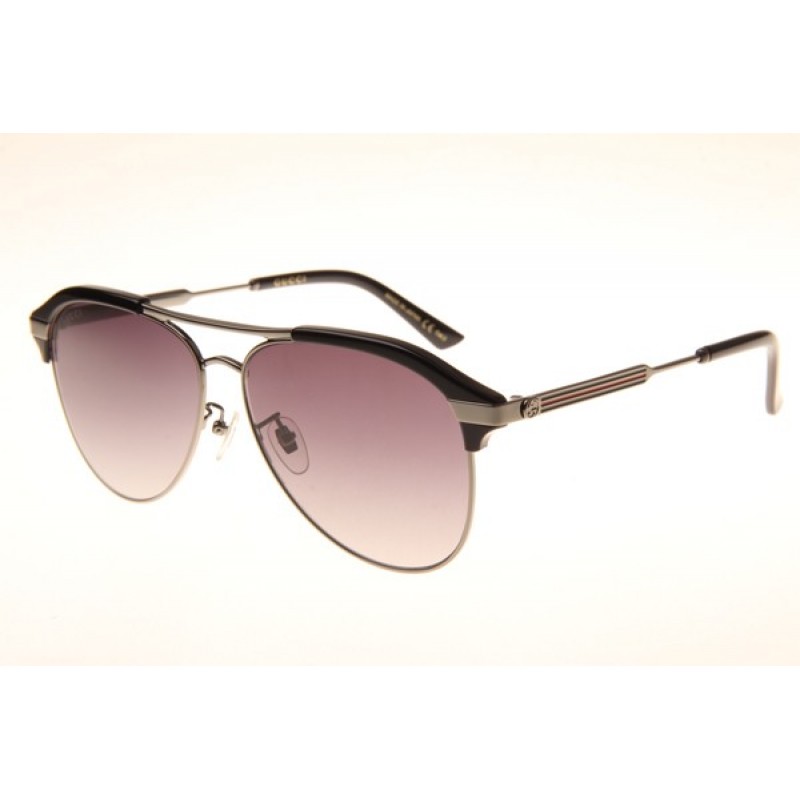 Gucci GG0288SA Sunglasses In Black Silver Gradient Grey