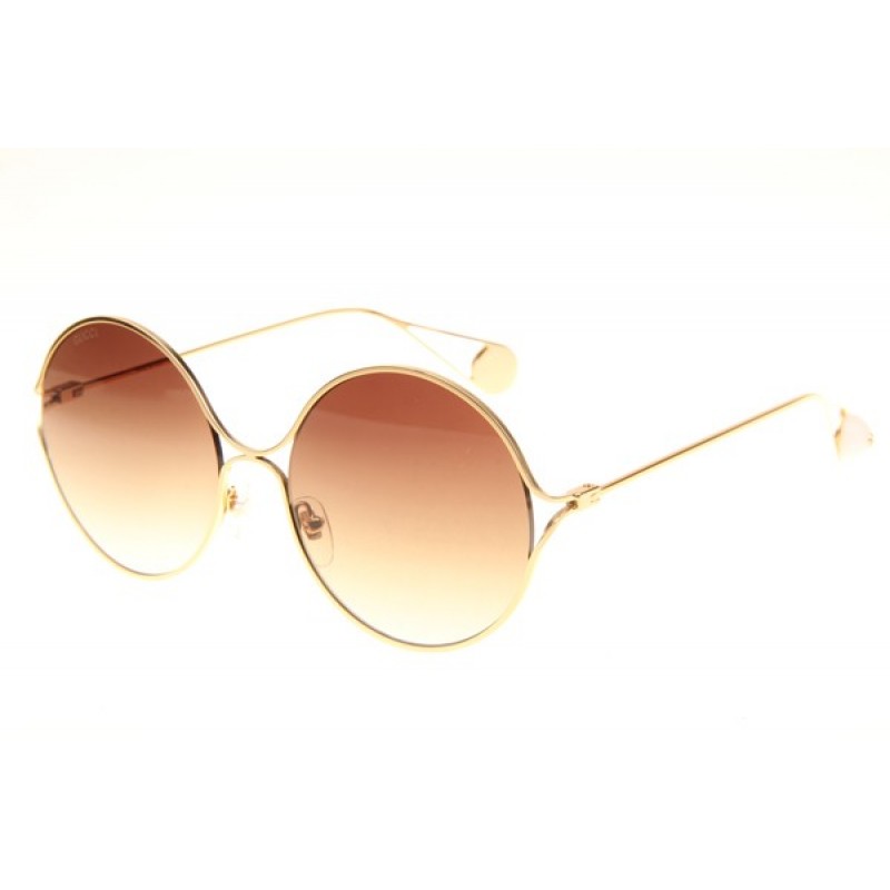 Gucci GG0253S Sunglasses In Gold Gradient Brown