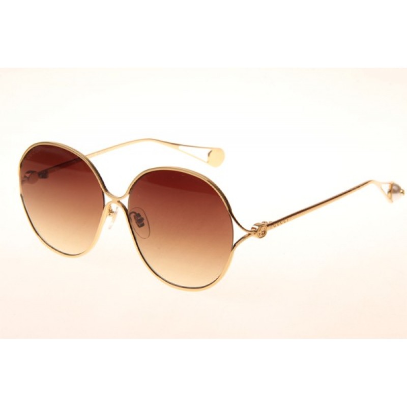 Gucci GG0255S Sunglasses In Gold Gradient Brown