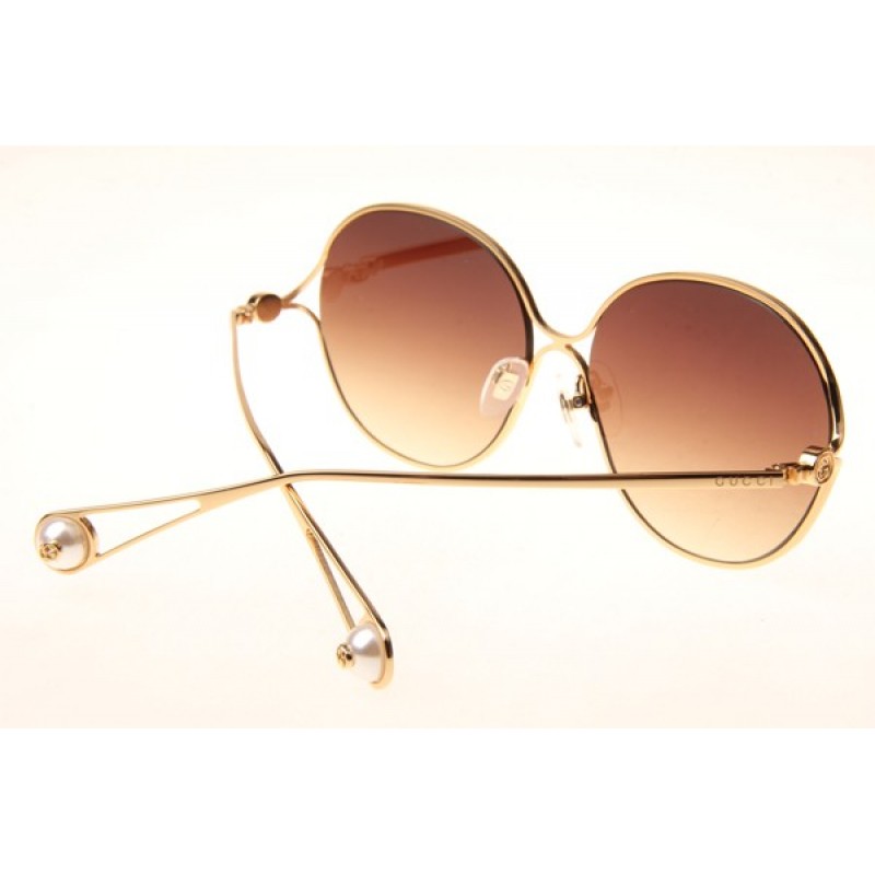 Gucci GG0255S Sunglasses In Gold Gradient Brown