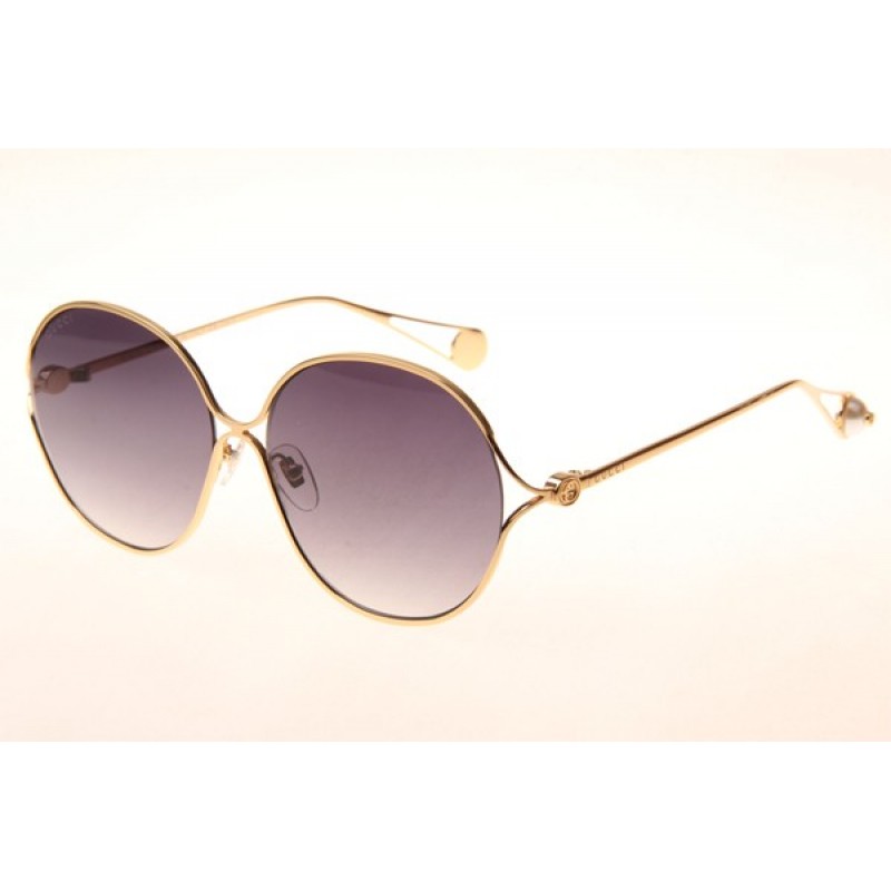 Gucci GG0255S Sunglasses In Gold Gradient Grey