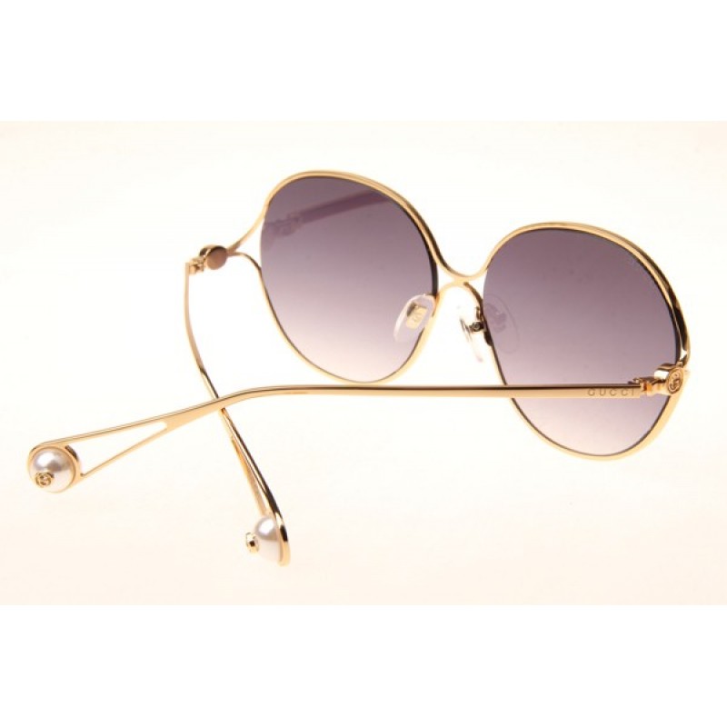 Gucci GG0255S Sunglasses In Gold Gradient Grey