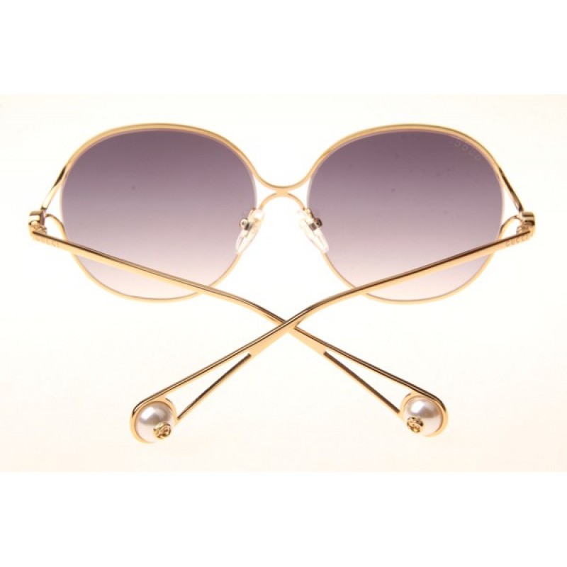 Gucci GG0255S Sunglasses In Gold Gradient Grey