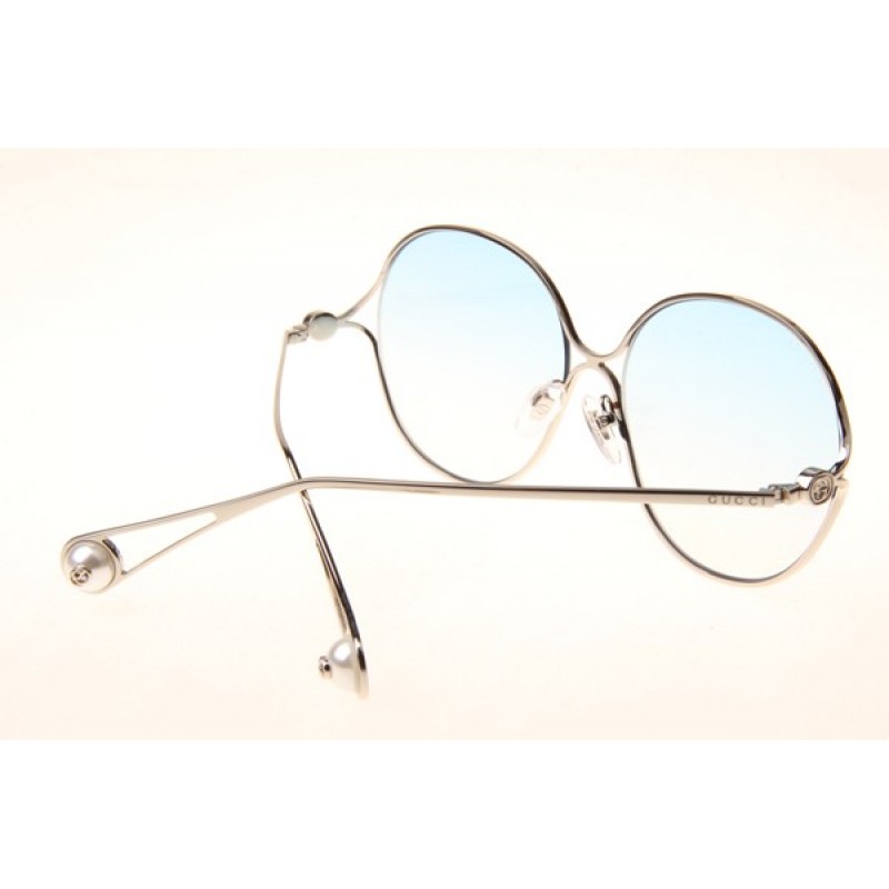 Gucci GG0255S Sunglasses In Silver Gradient Blue