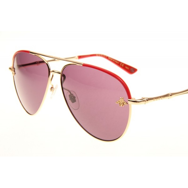 Gucci GG0338S Sunglasses In Red Gold