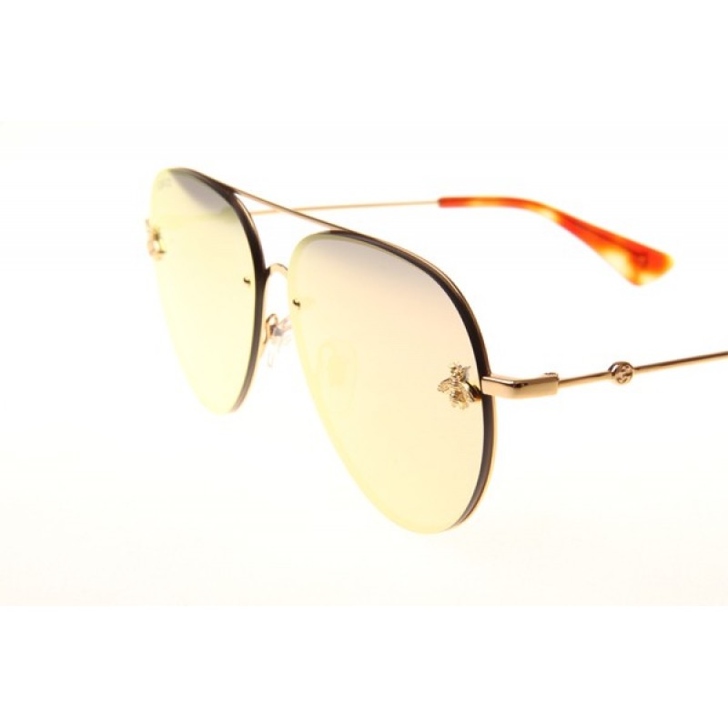 Gucci GG2201 Sunglasses In Gold Orange Flash