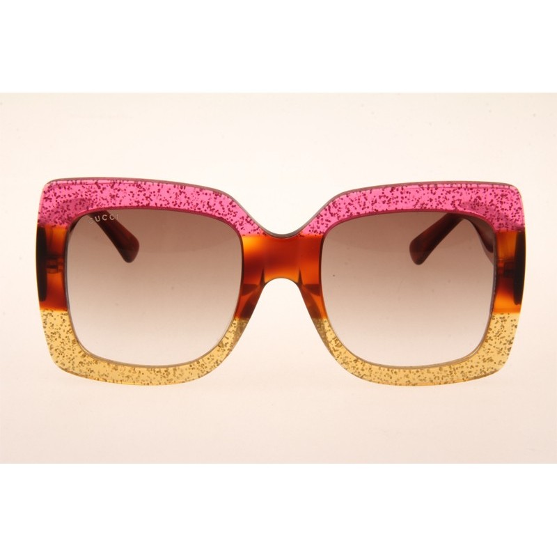 Gucci GG0083S Sunglasses In Pink Brown