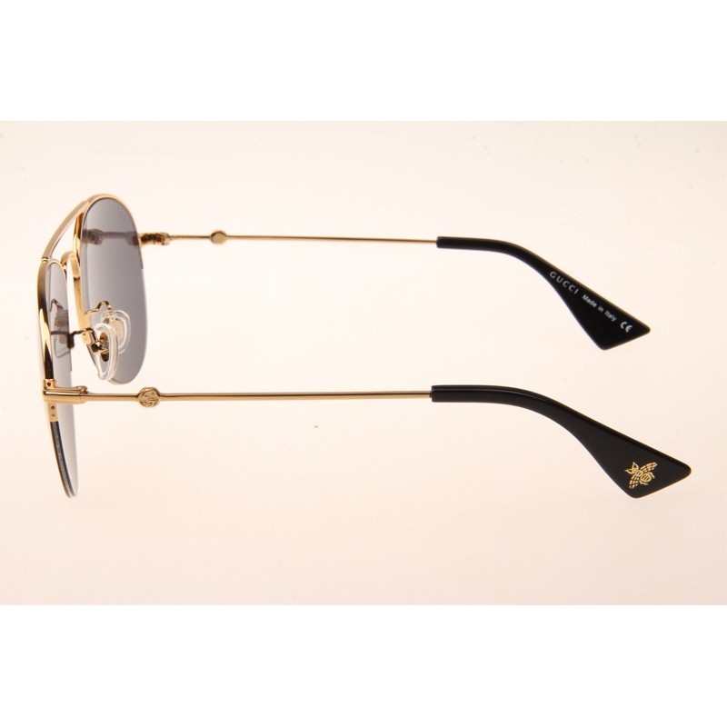 Gucci GG0107S Sunglasses In Gold Grey Lens