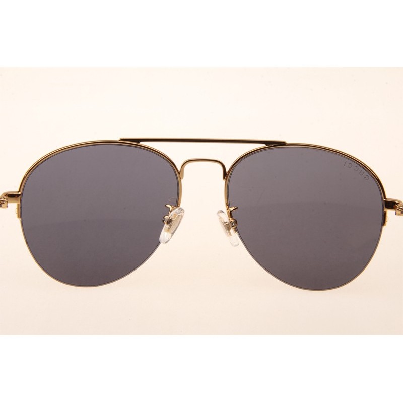 Gucci GG0107S Sunglasses In Gold Grey Lens