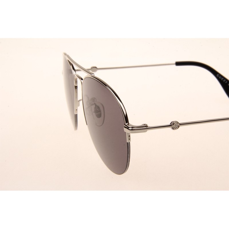 Gucci GG0107S Sunglasses In Silver Grey Lens