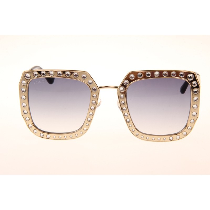 Gucci GG0115S Sunglasses In Gold Gradient Grey