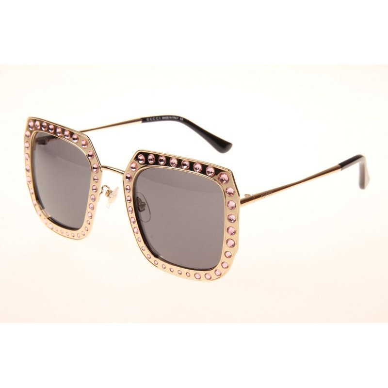 Gucci GG0115S Sunglasses In Gold Grey