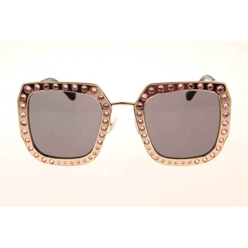 Gucci GG0115S Sunglasses In Gold Grey