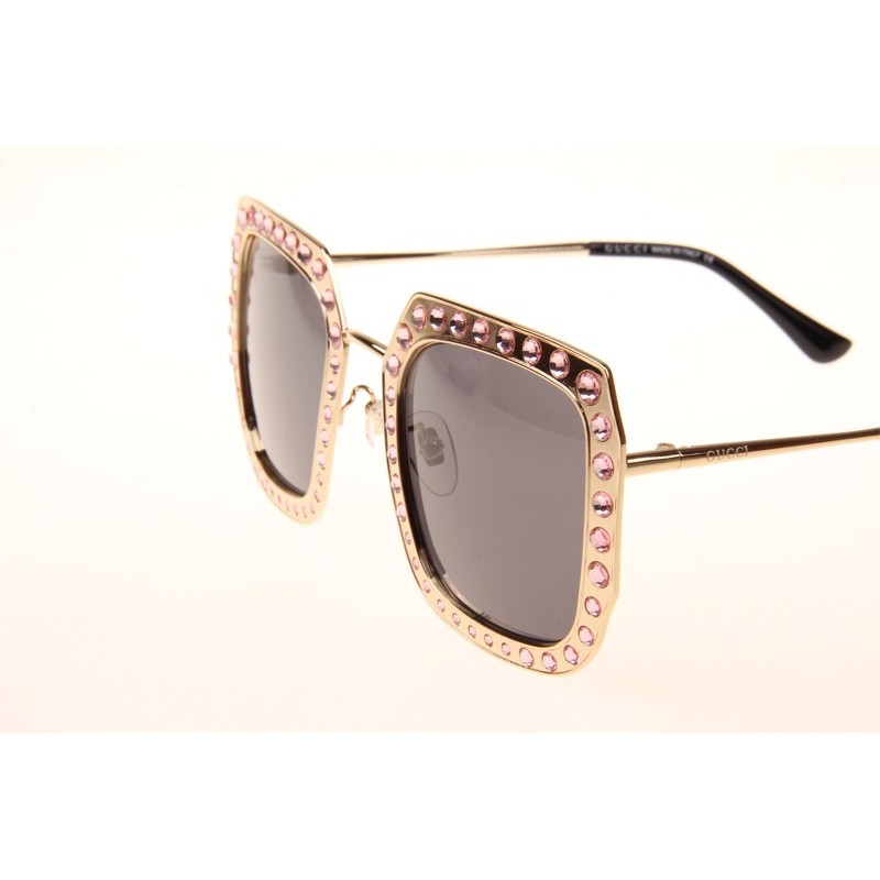Gucci GG0115S Sunglasses In Gold Grey