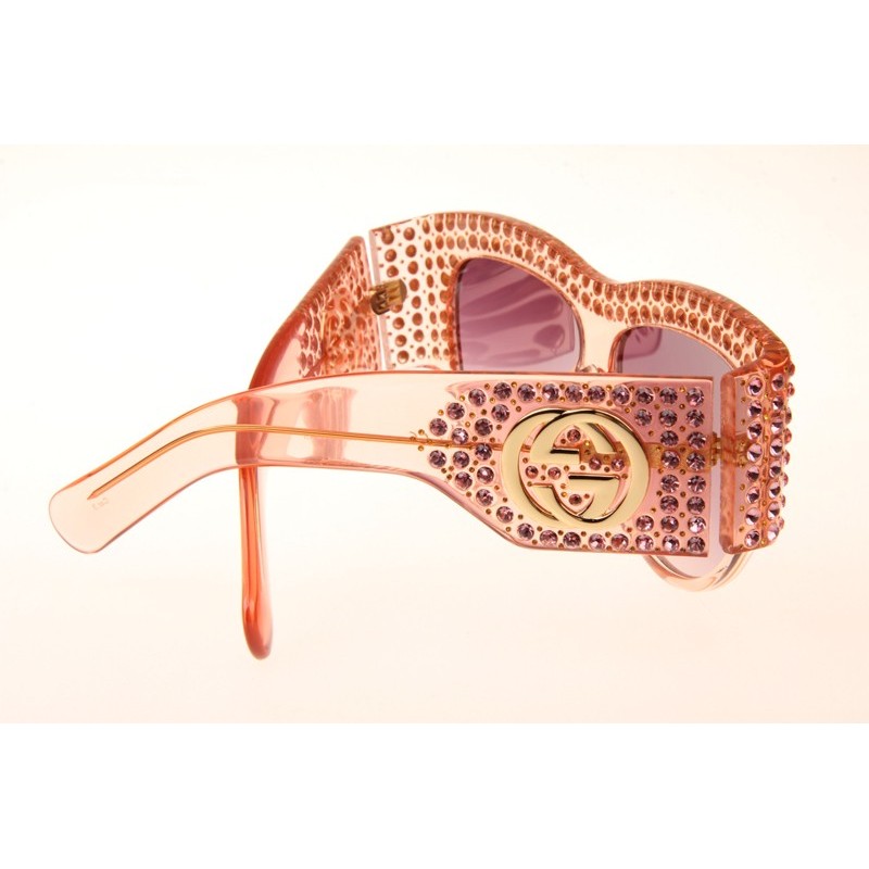 Gucci GG0144S Sunglasses In Transparent Pink