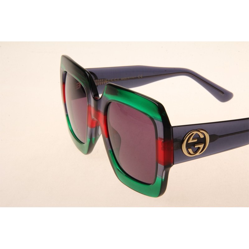 Gucci GG0178S Sunglasses In Green Red Grey