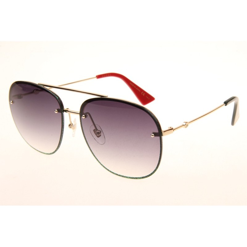 Gucci GG0227S Sunglasses In Gold Green